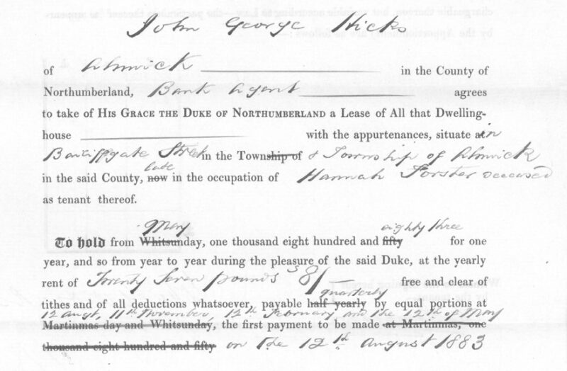 1883 lease to hicks