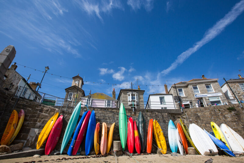 Kayaks and Canoes on Mousehole Beach