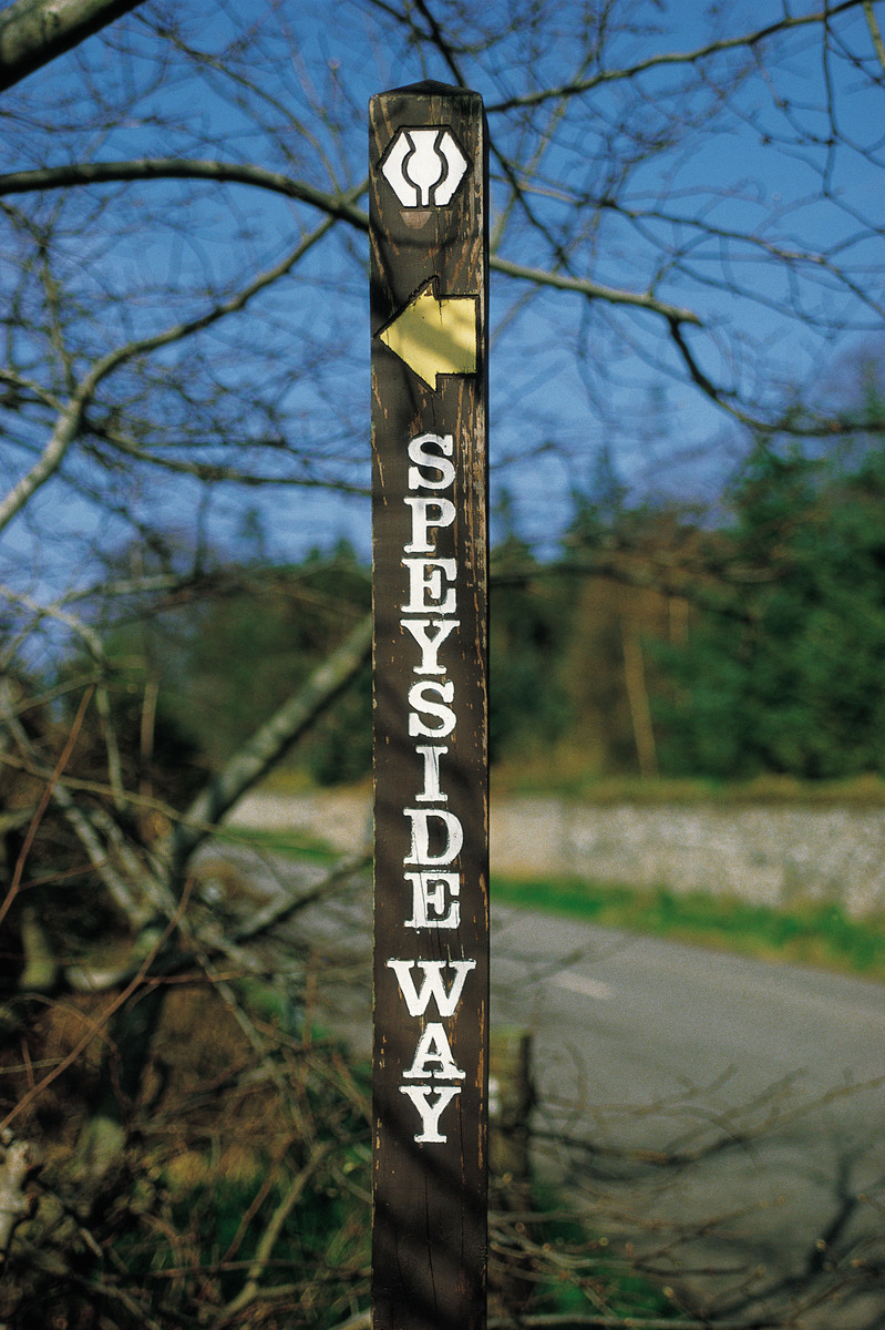 A SIGN ON THE SPEYSIDE WAY, HIGHLAND.