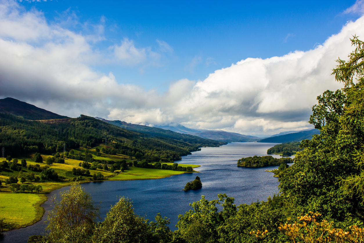 Queen’s View at Loch Tummel, Scotland on a cloudy day