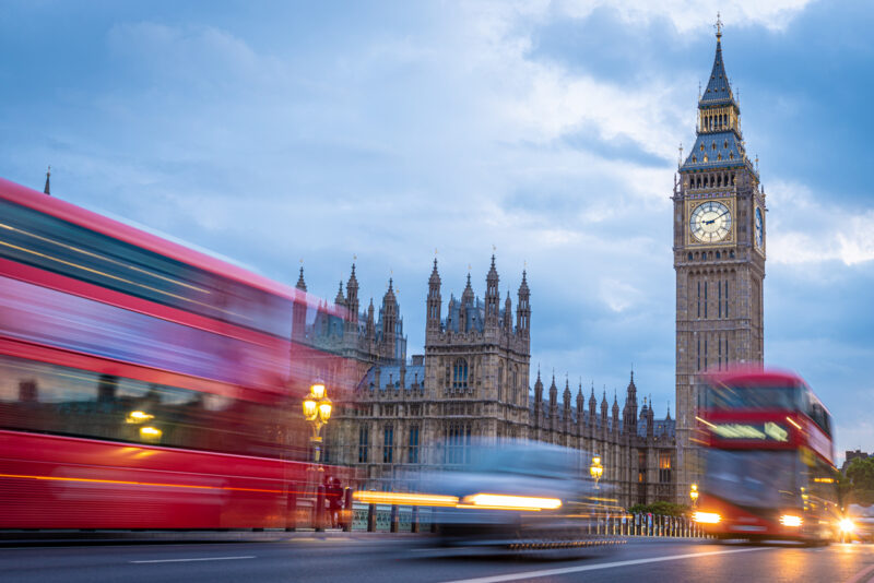 Traffic at Big Ben at the Blue Hour