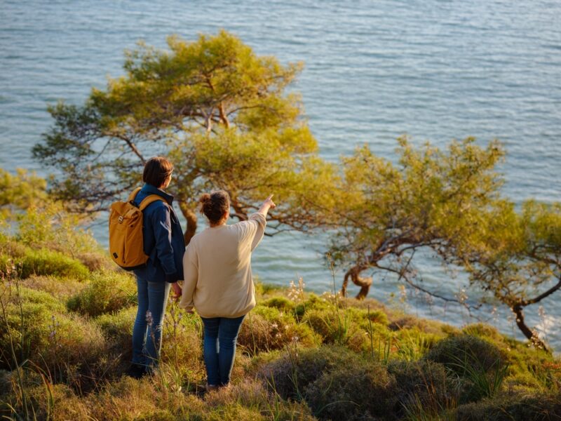 Trip,To,Turkey,,Two,Women,Enjoy,Sunset,Over,Fethiye,City.
