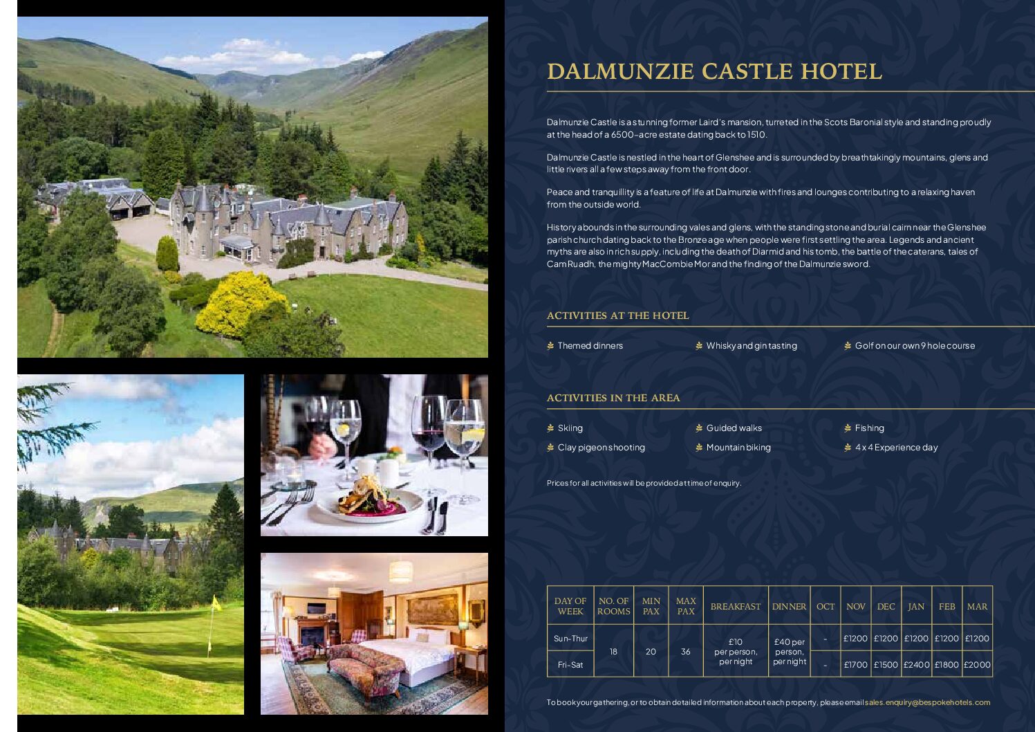 Bespoke Exclusive Use Brochure 2023-2024 Dalmunzie Castle Hotel
